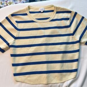 Le Lis Blue and Cream Striped Crop Top